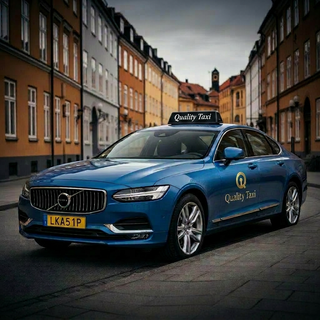 Volvo S90 med Quality Taxi-emblem